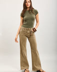 Toxik3 pantalon jean bootcut denim stretch accessoire pendentif