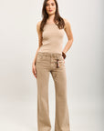 Toxik3 pantalon jean bootcut denim stretch accessoire pendentif