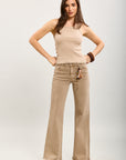 Toxik3 pantalon jean bootcut denim stretch accessoire pendentif