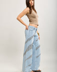 Toxik3 pantalon wide en jean stretch camo strass