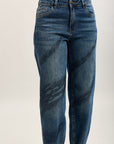 Toxik3 pantalones vaqueros mom elásticos con vuelta y pedrería