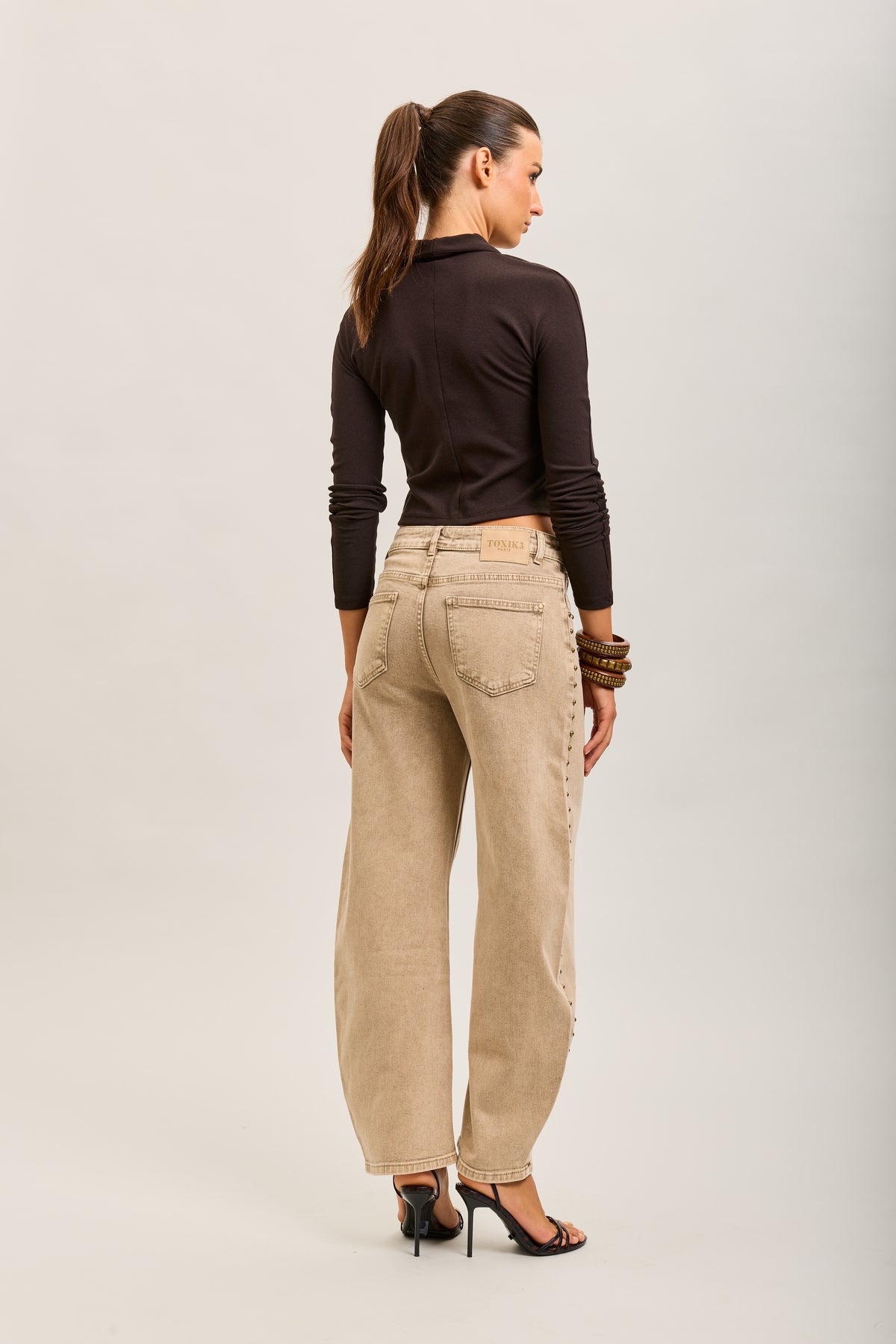 Toxik3 studded stretch denim balloon jean pants
