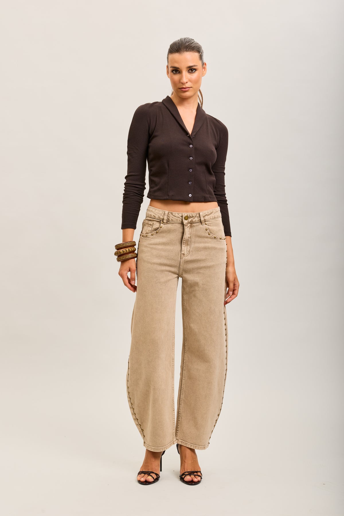 Toxik3 studded stretch denim balloon jean pants