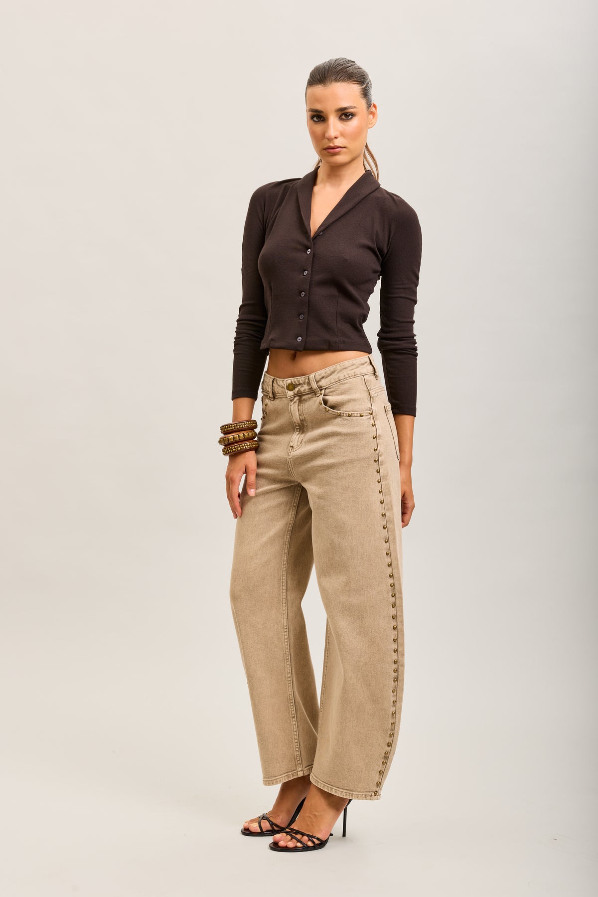 Toxik3 studded stretch denim balloon jean pants
