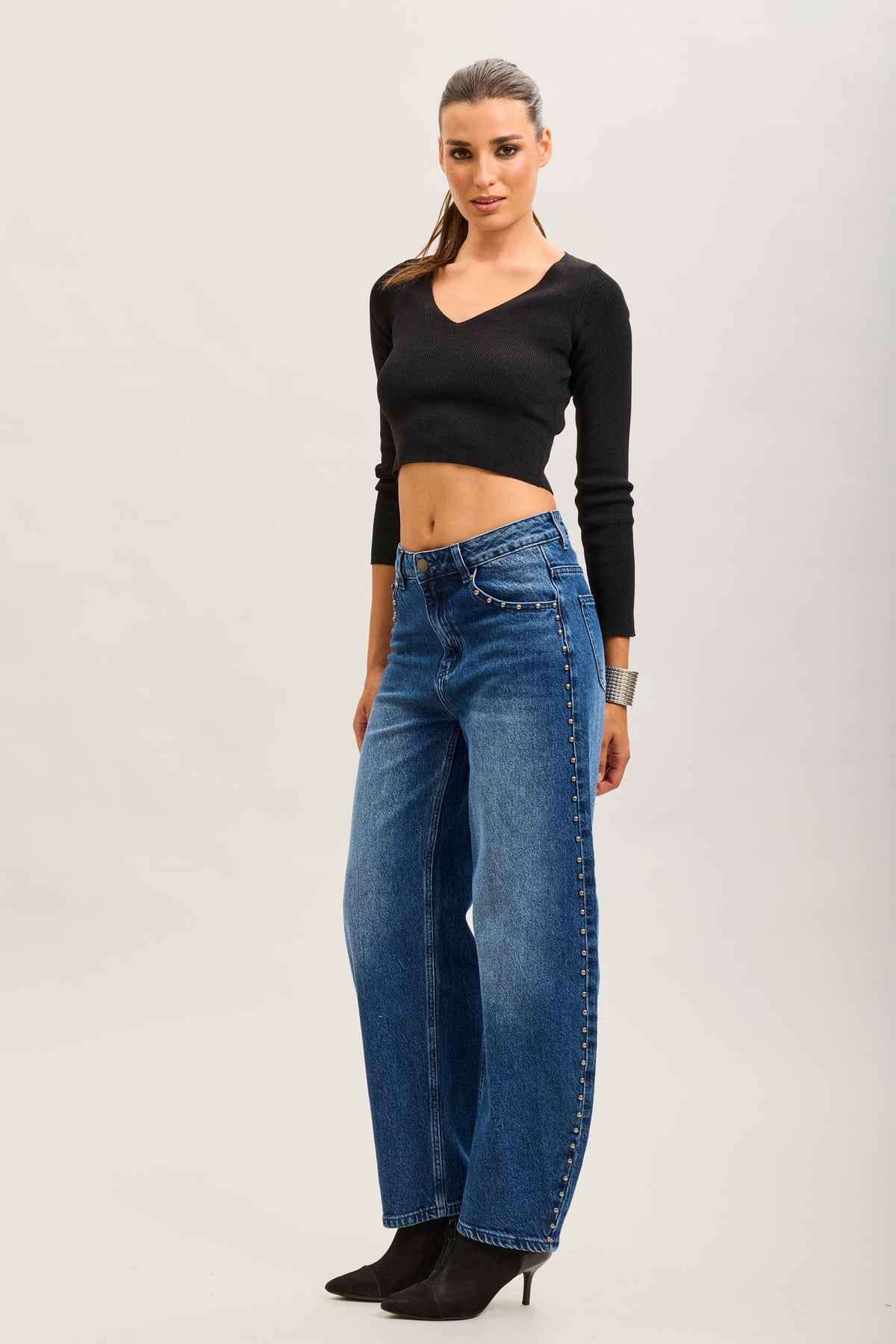 Toxik3 studded stretch denim balloon jean pants