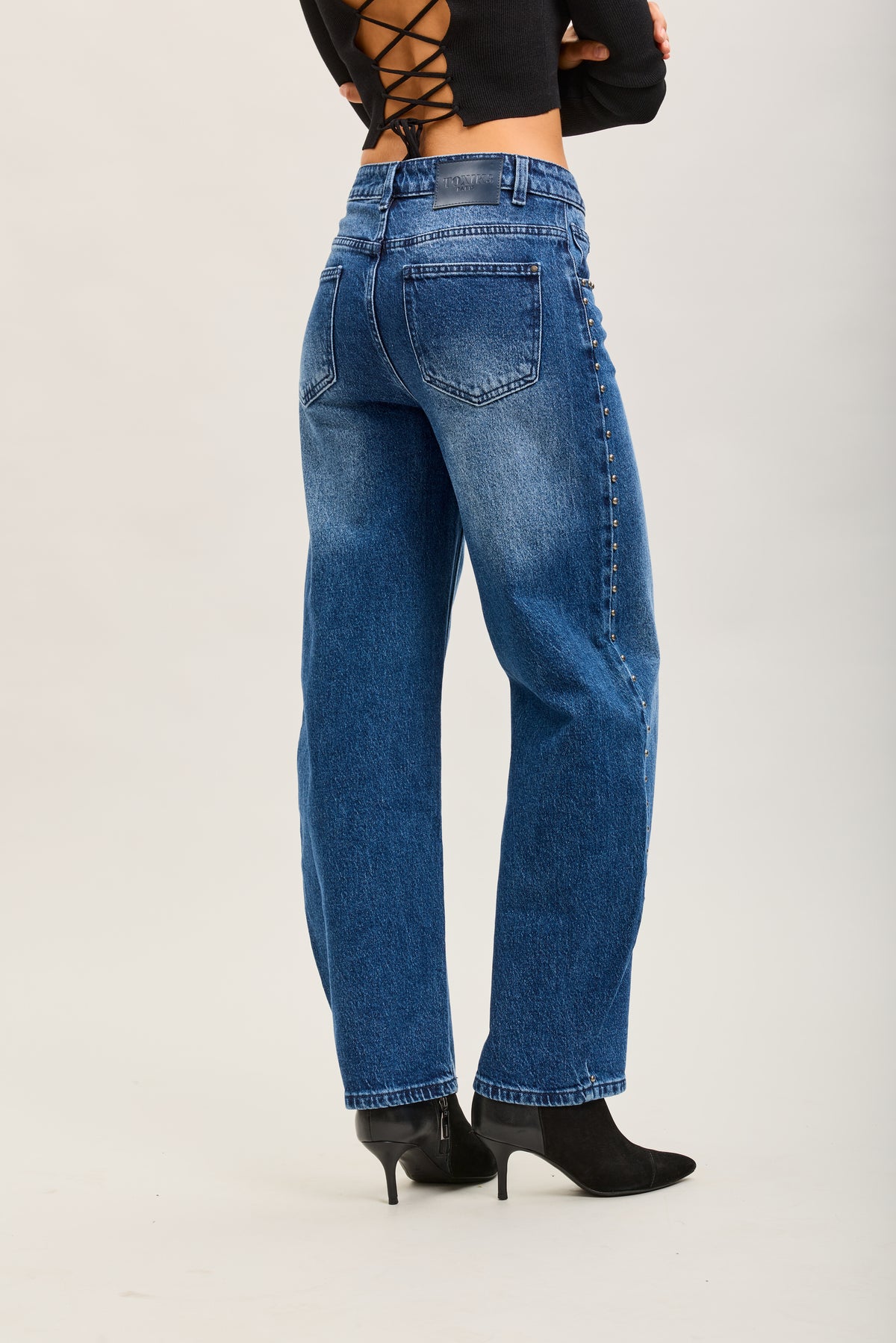 Toxik3 studded stretch denim balloon jean pants