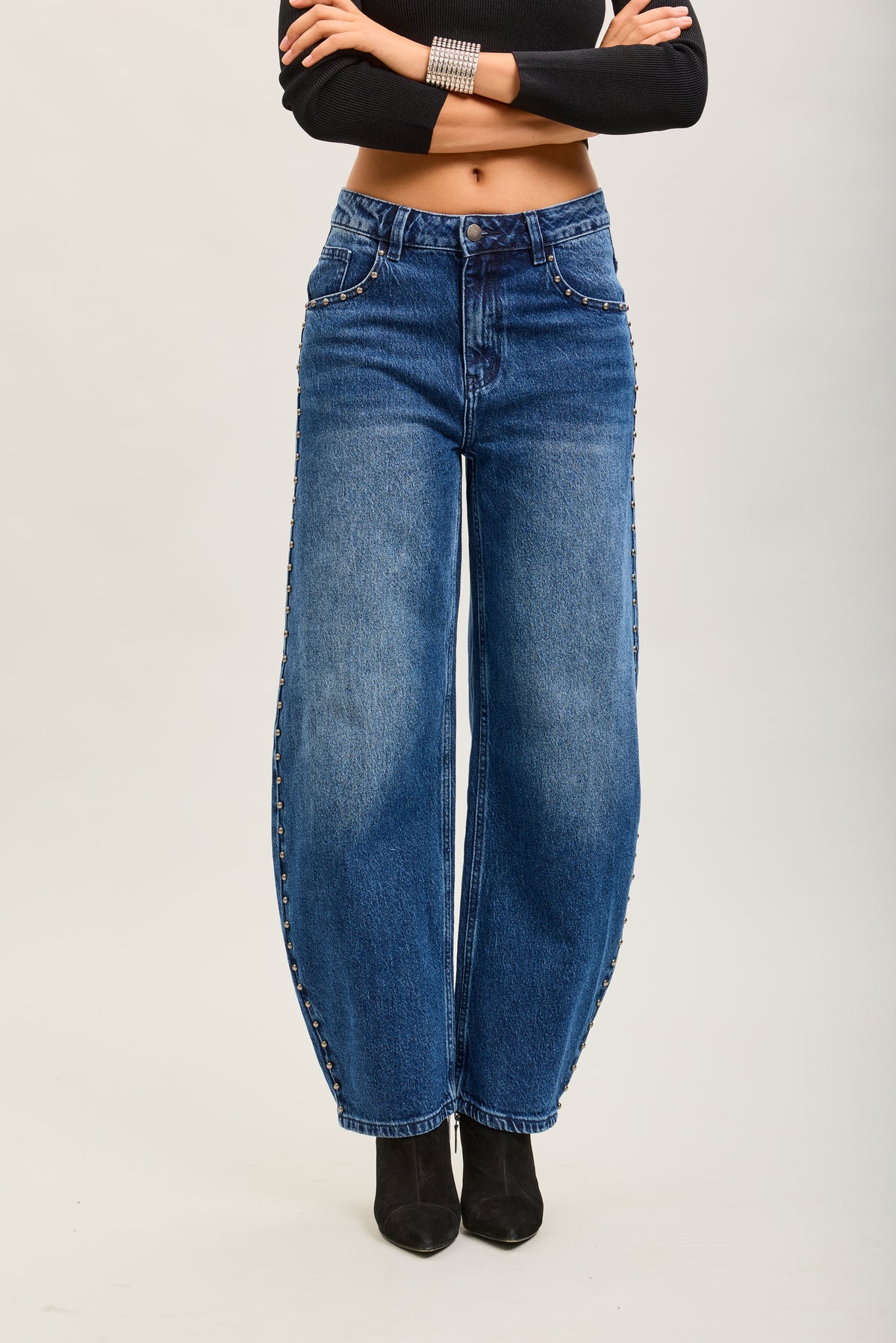 Toxik3 studded stretch denim balloon jean pants