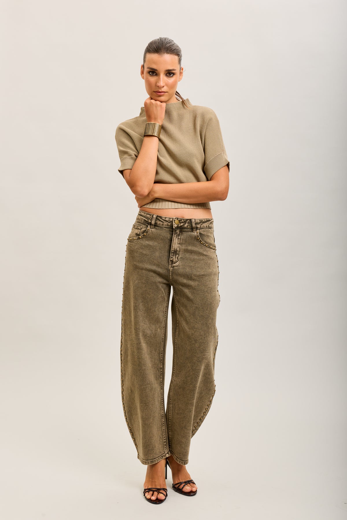 Toxik3 studded stretch denim balloon jean pants