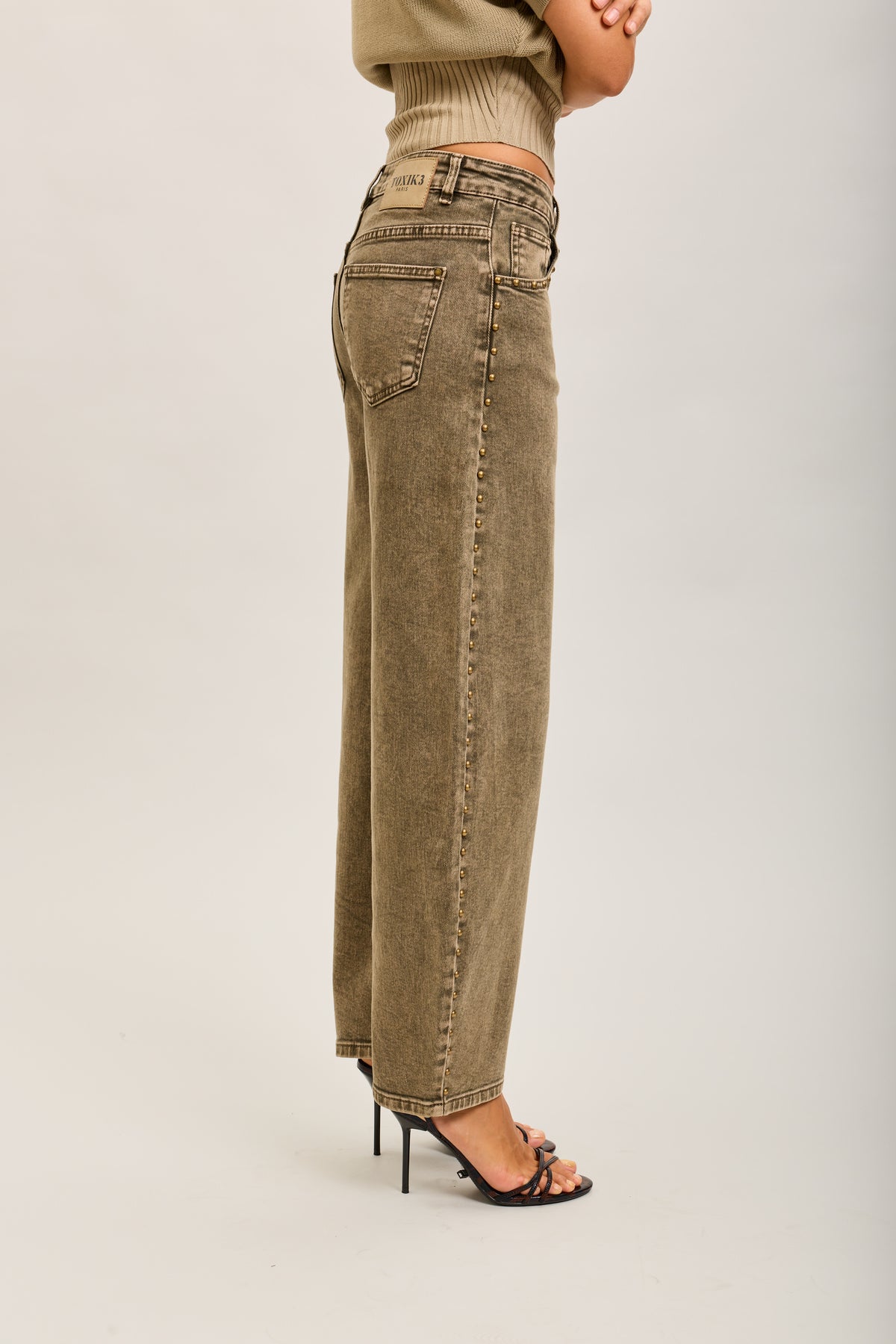 Toxik3 studded stretch denim balloon jean pants