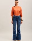 Pantalones vaqueros bootcut de denim elástico Toxik3 con bajo deshilachado