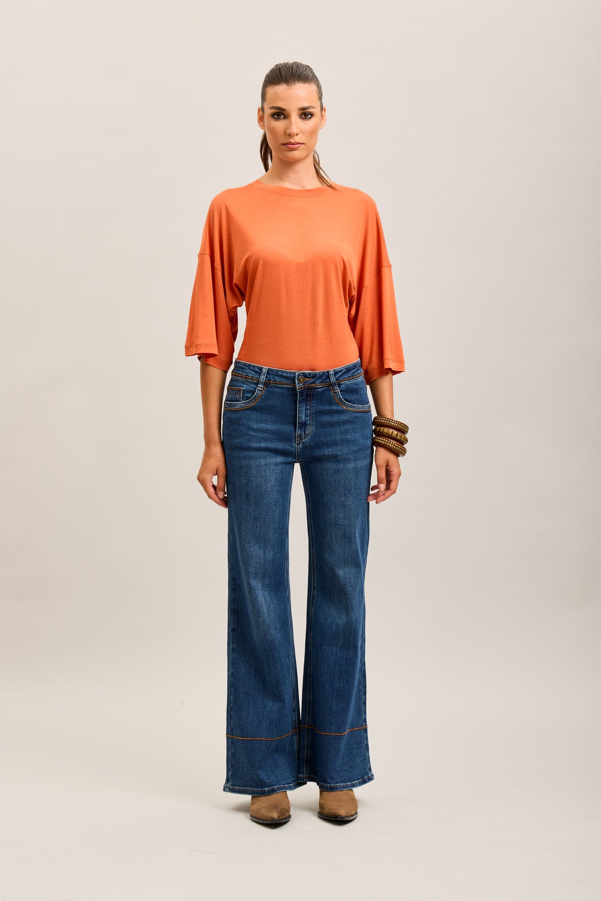 Toxik3 topstitched stretch denim bootcut jean pants