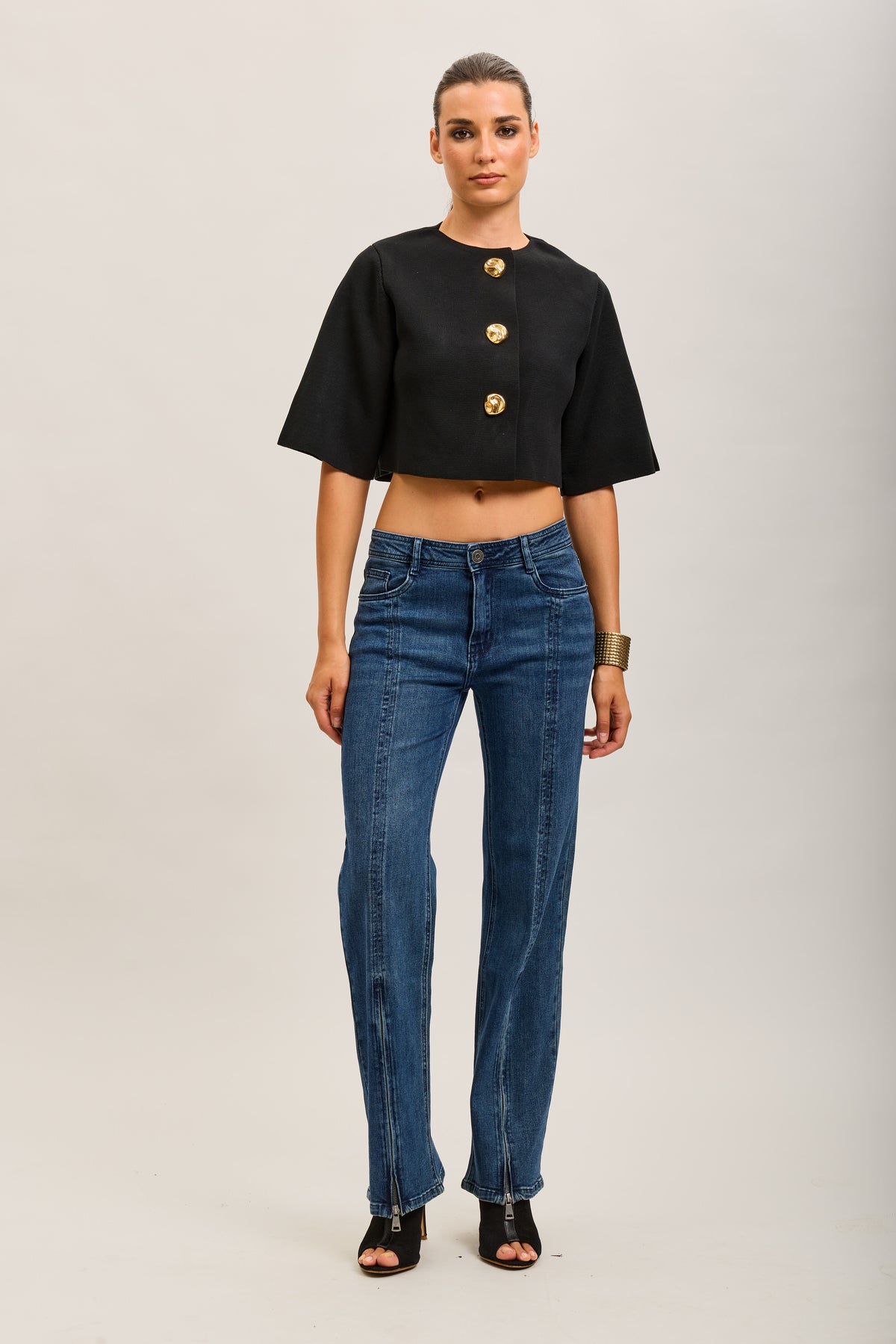 Toxik3 pantalon jean droit denim stretch fente ajustable