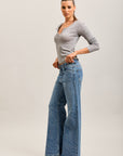 Toxik3 full rhinestone stretch wide denim jeans