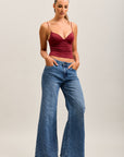 Toxik3 full rhinestone stretch wide denim jeans
