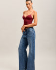 Toxik3 full rhinestone stretch wide denim jeans
