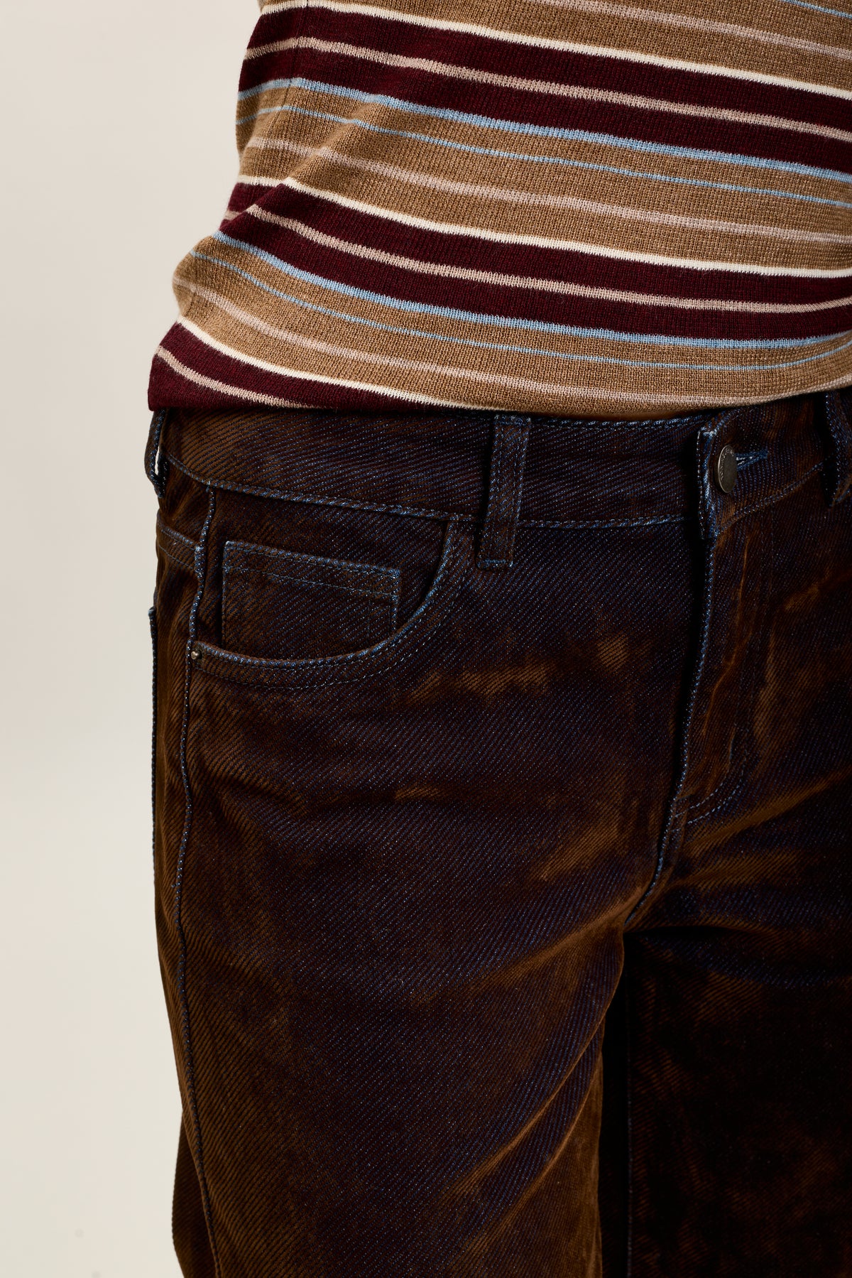 Toxik3 wijde geflockte fluwelen jeansbroek