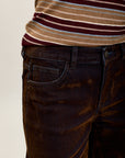 Toxik3 wijde geflockte fluwelen jeansbroek