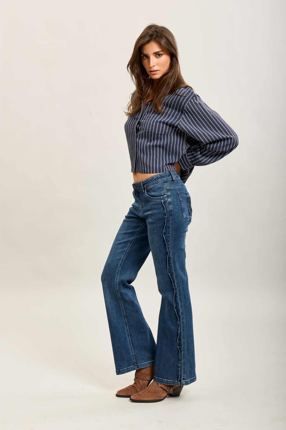 Toxik3 stretch denim bootcut jean pants bellows pockets