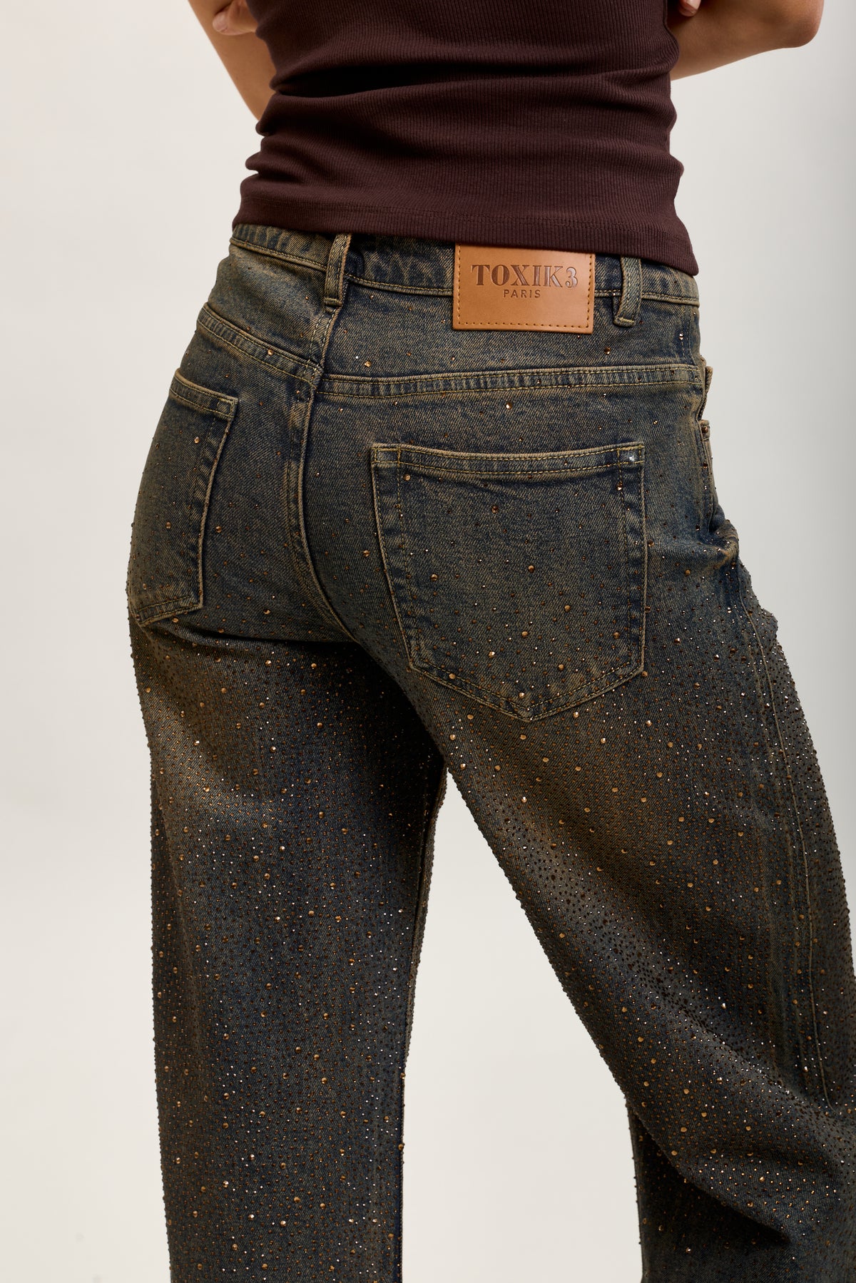 Toxik3 full rhinestone stretch denim balloon jean pants