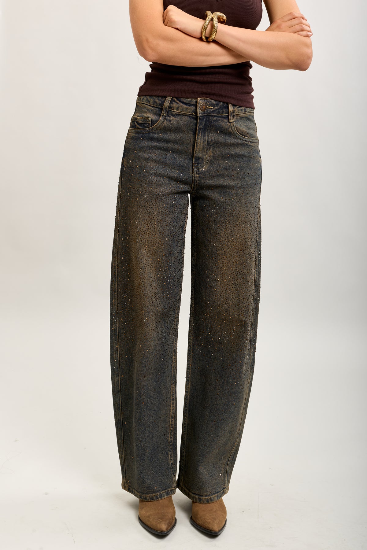 Toxik3 full rhinestone stretch denim balloon jean pants
