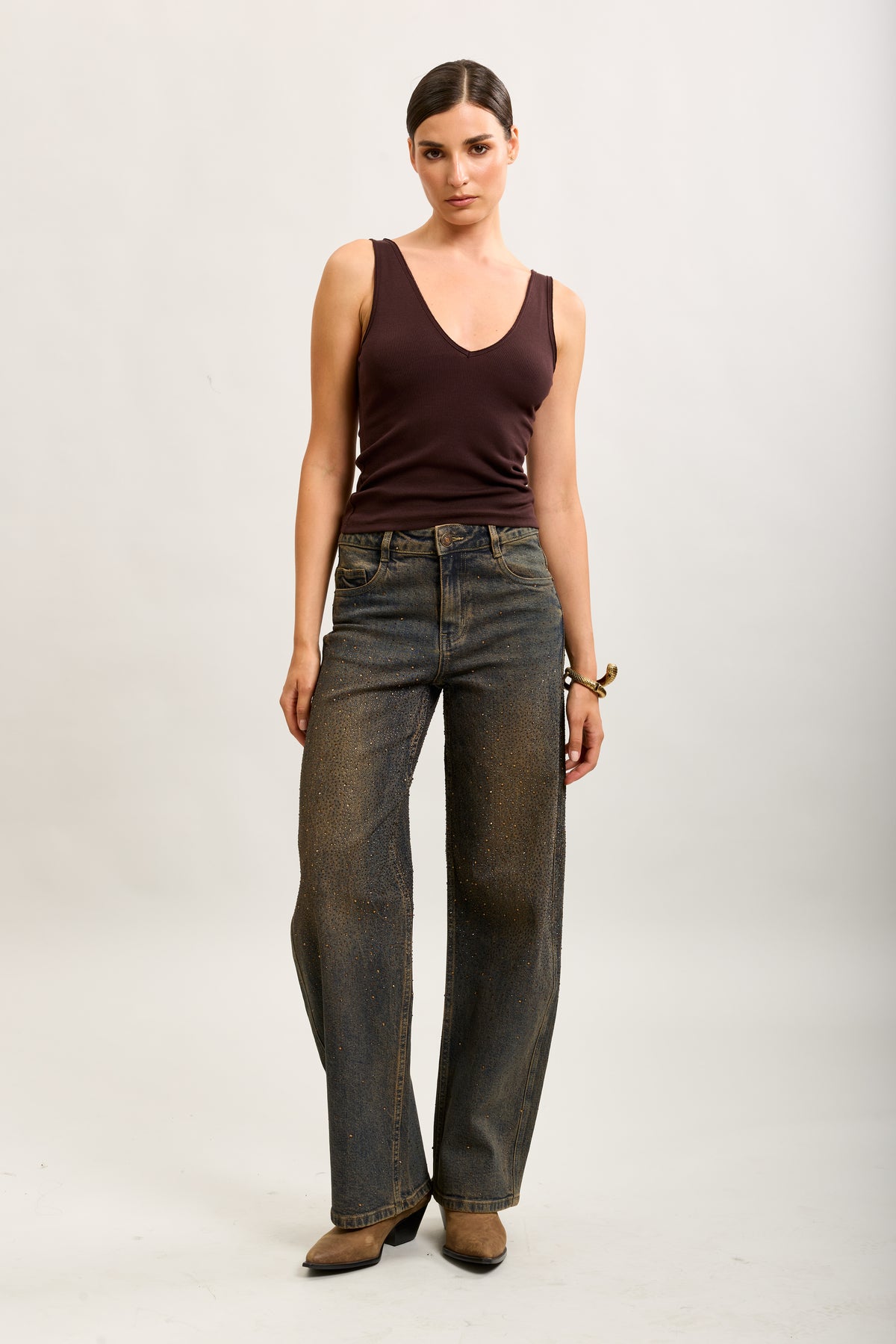 Toxik3 full rhinestone stretch denim balloon jean pants