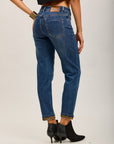 Pantalones vaqueros Mom de denim elástico con bajo de leopardo Toxik3
