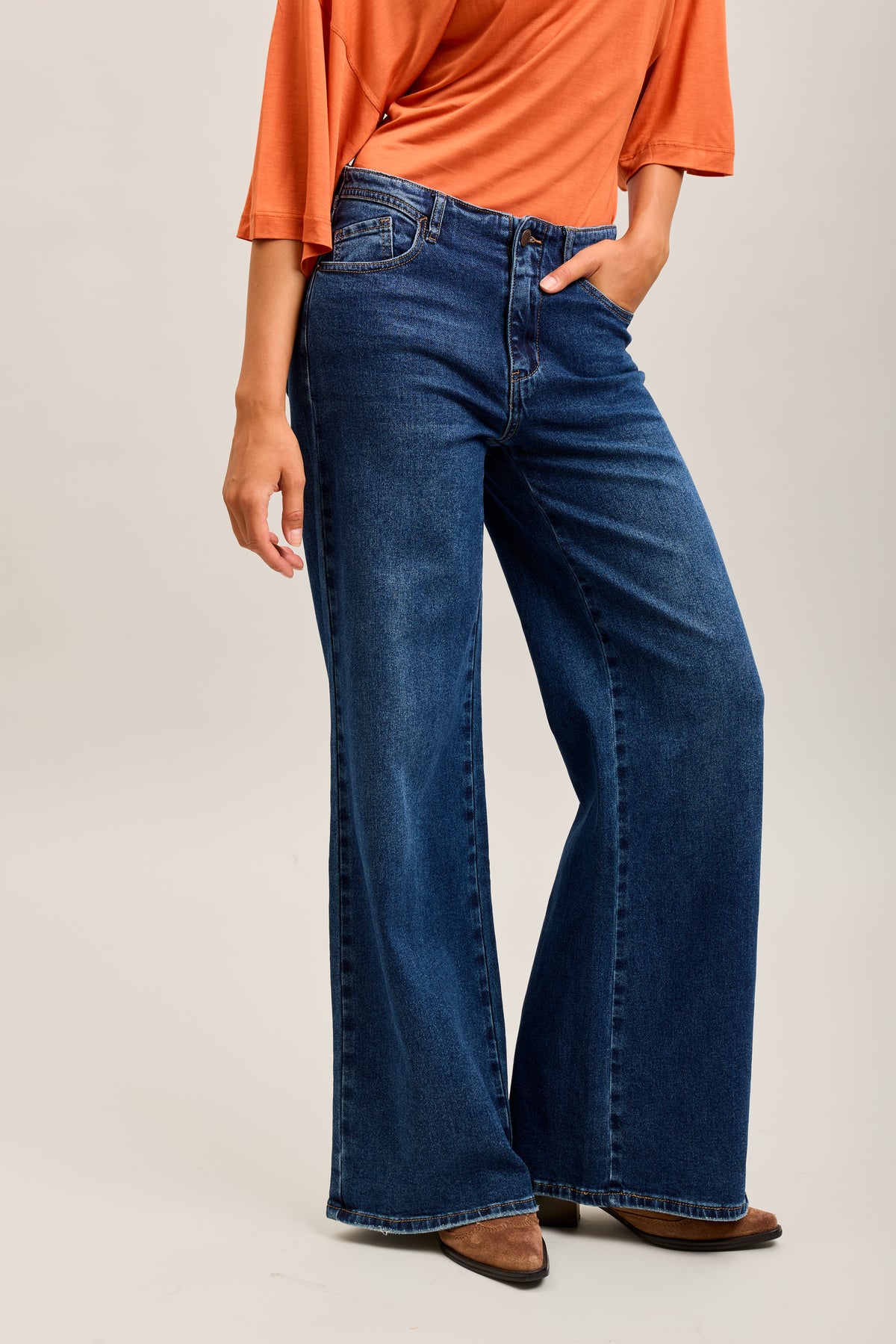 Toxik3 pantalon jean wide denim stretch poches plaquées