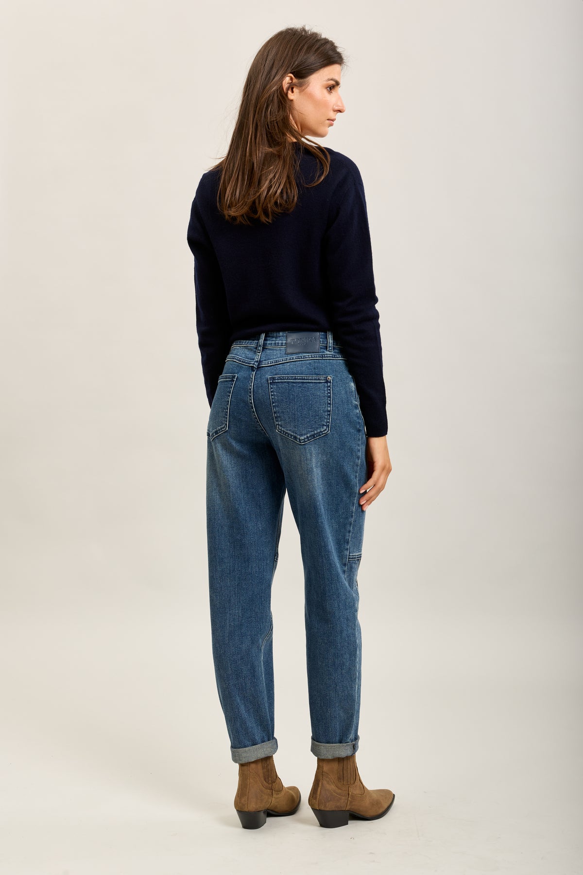 Toxik3-sterren stretch denim mom jeansbroek met strasssteentjes