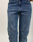 Toxik3-sterren stretch denim mom jeansbroek met strasssteentjes