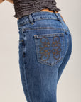 Toxik3 stretch denim bootcut jean pants with topstitched pattern