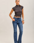 Toxik3 stretch denim bootcut jean pants with topstitched pattern