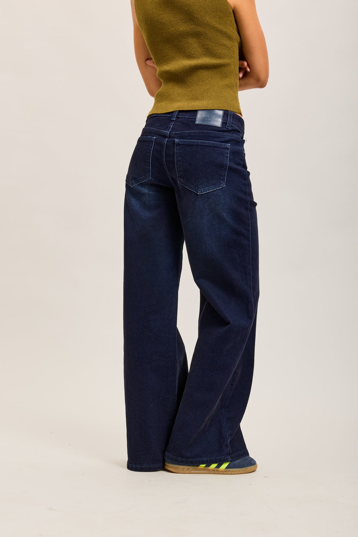 Toxik3 wijde geflockte fluwelen jeansbroek