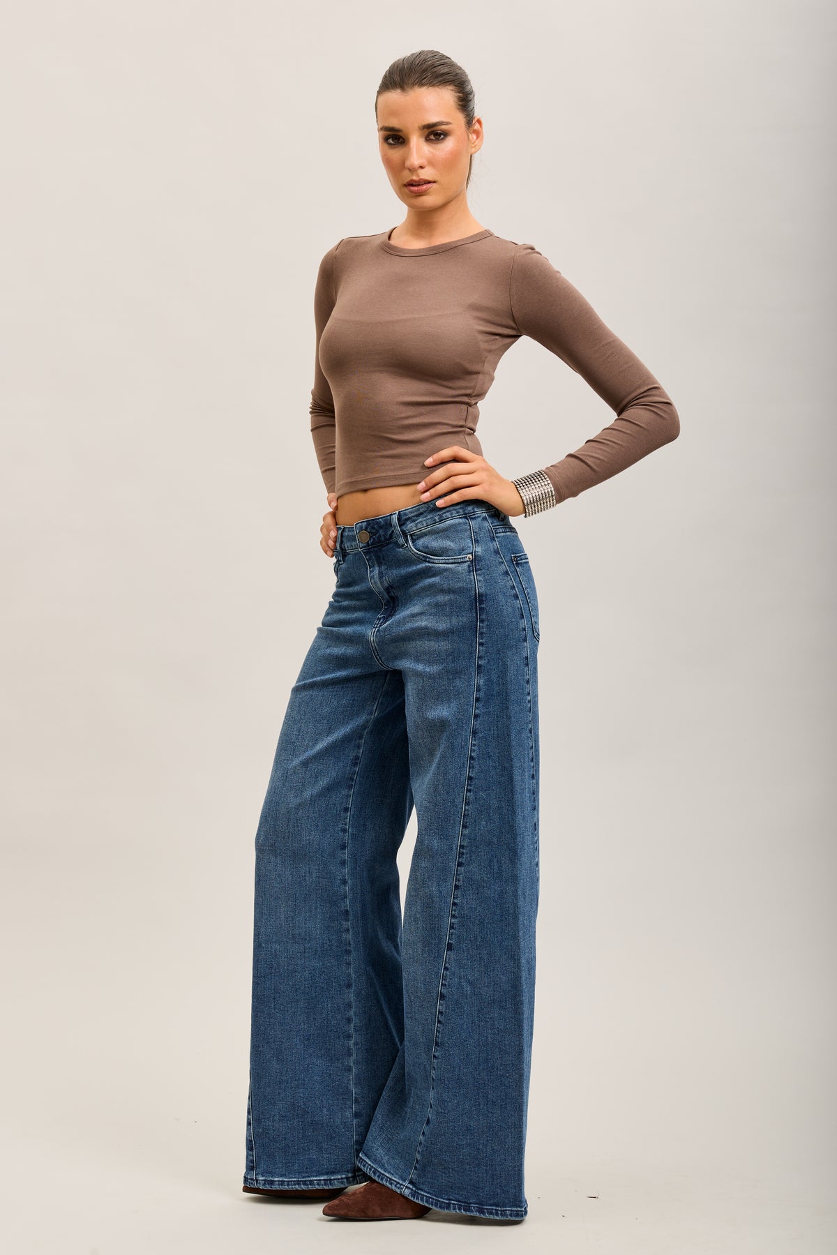 Toxik3 pantalon jean extra-wide Lyocell strass
