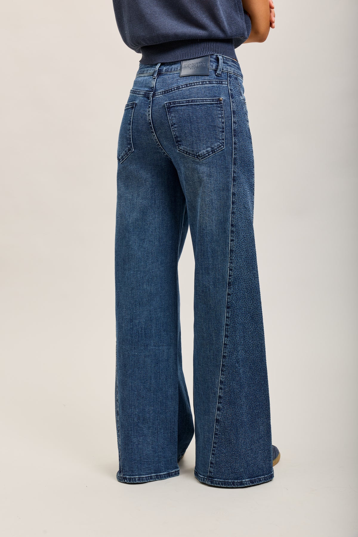Toxik3 pantalon jean extra-wide Lyocell strass