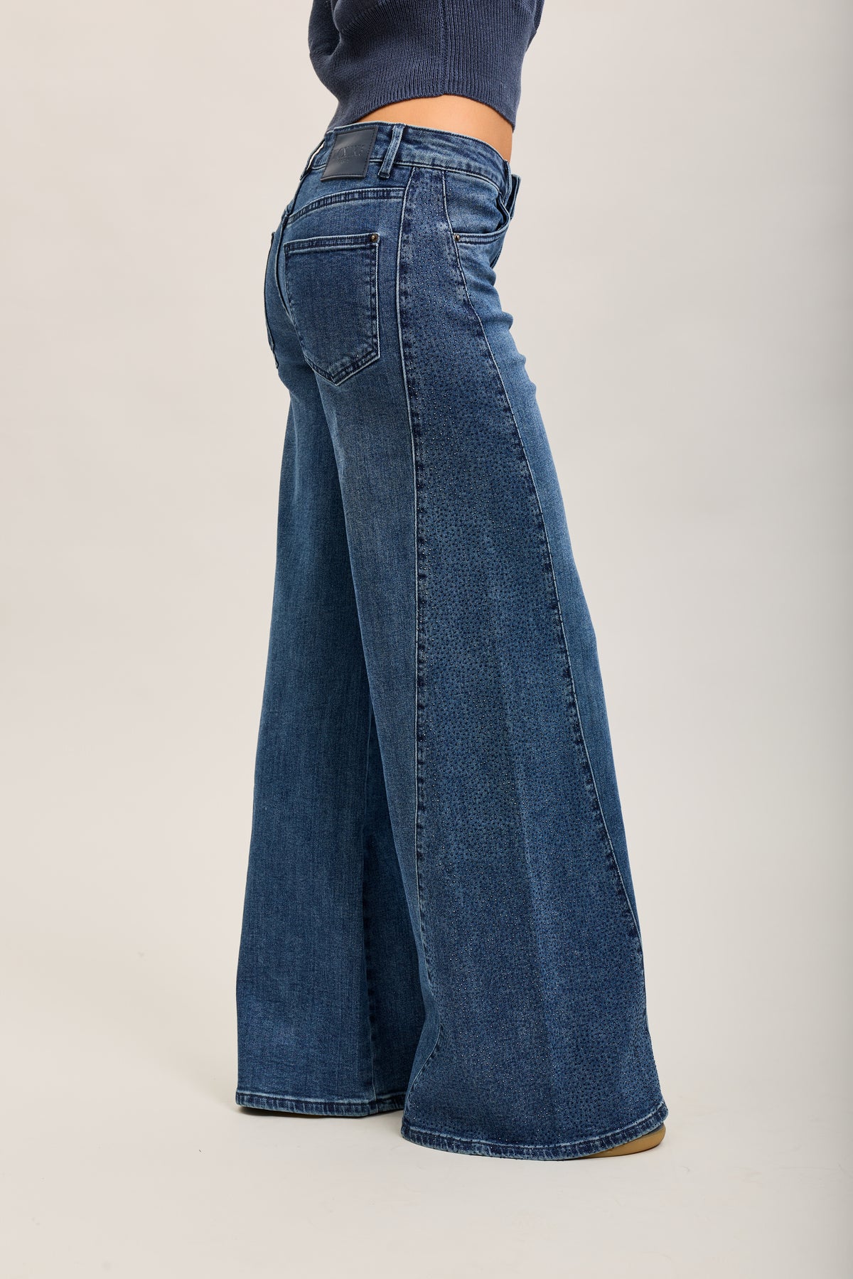 Toxik3 pantalon jean extra-wide Lyocell strass