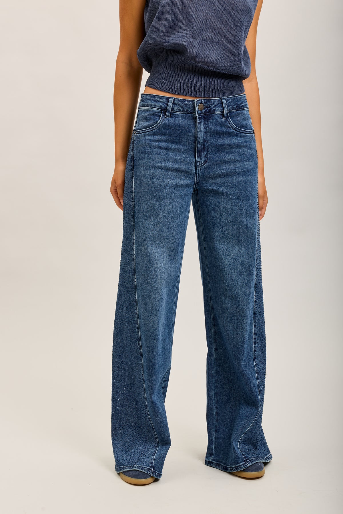 Toxik3 pantalon jean extra-wide Lyocell strass
