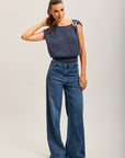 Toxik3 pantalon jean extra-wide Lyocell strass