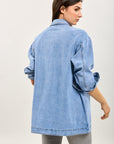 Toxik3 veste mi-longue jean bleu clair