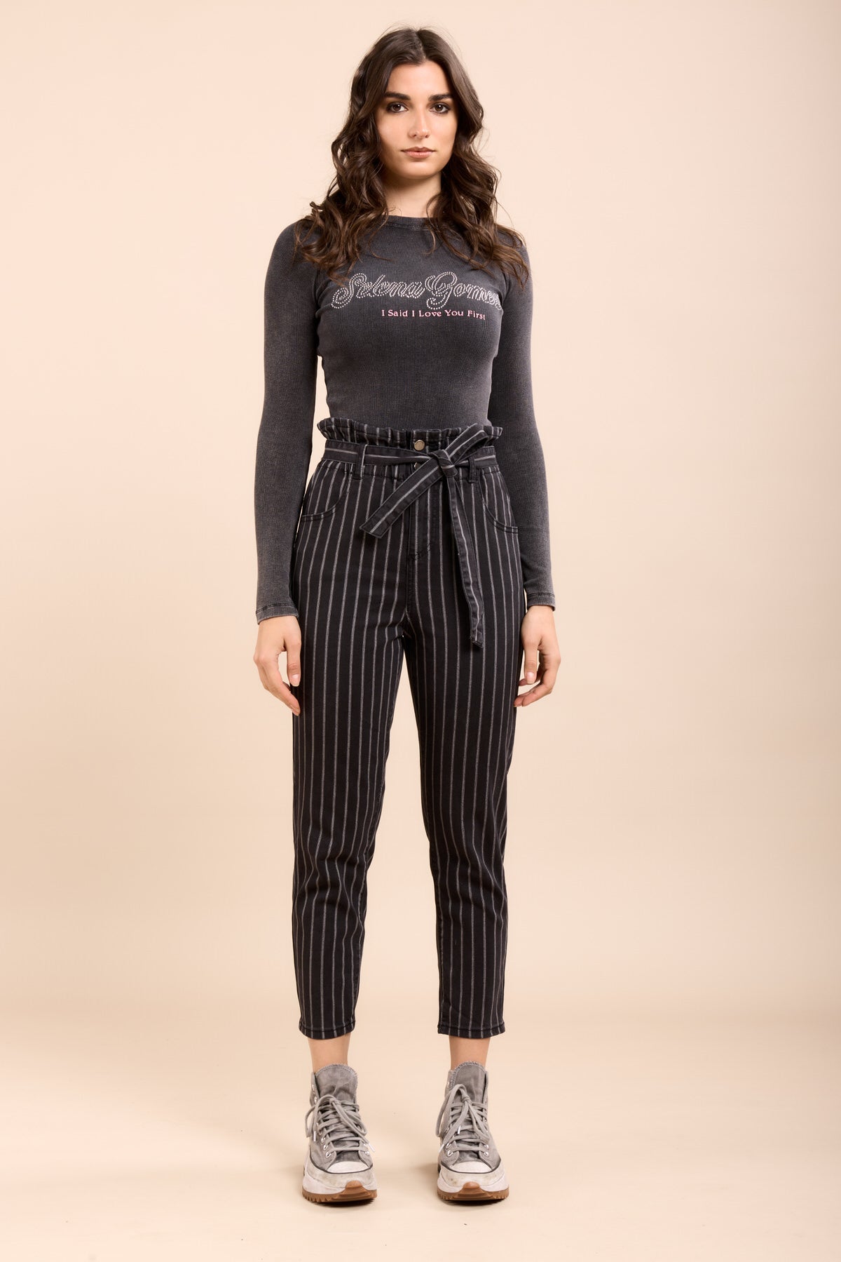 Jean paper bag rayé - Shanna