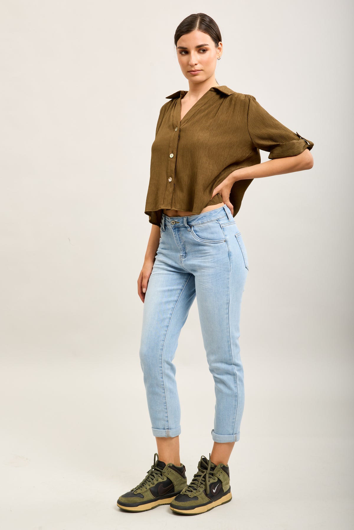Toxik3 super stretch denim boyfriend jean pants with cuffs