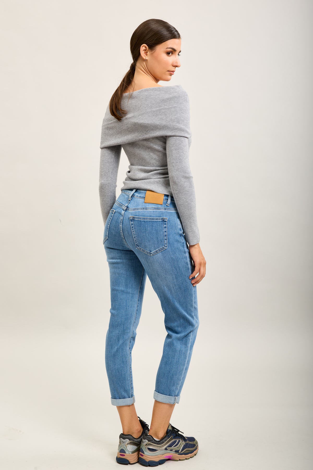 Toxik3 super stretch denim boyfriend jean pants with cuffs
