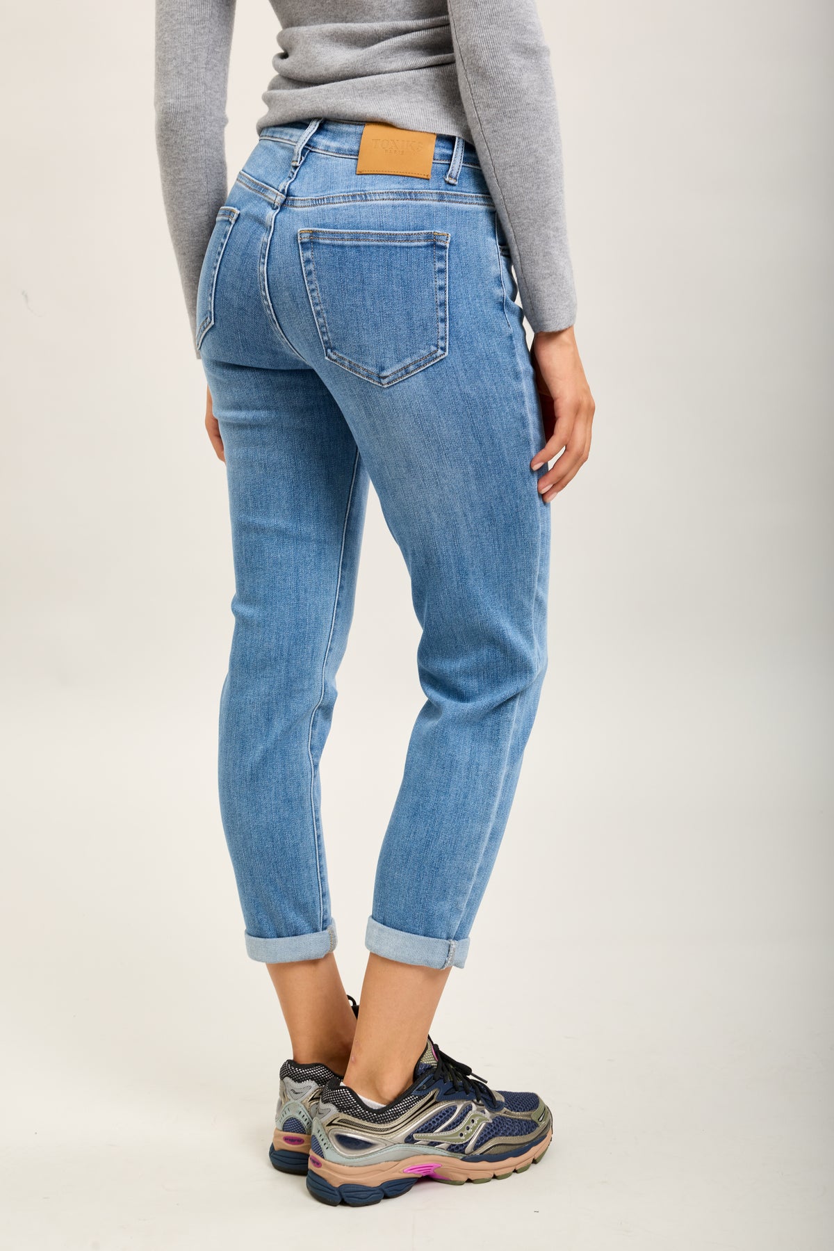 Toxik3 super stretch denim boyfriend jean pants with cuffs