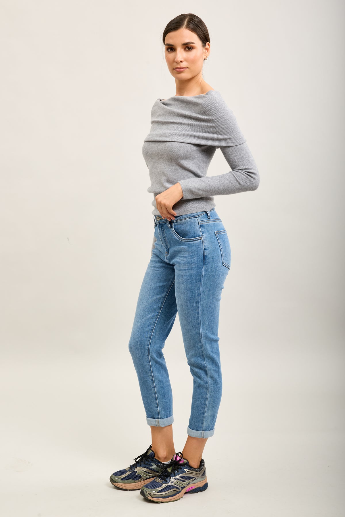 Toxik3 super stretch denim boyfriend jean pants with cuffs