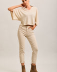Pantalones vaqueros estilo boyfriend de denim elástico con puños minimalistas Toxik3