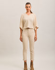 Pantalones vaqueros estilo boyfriend de denim elástico con puños minimalistas Toxik3