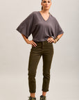 Pantalones vaqueros estilo boyfriend de denim elástico con puños minimalistas Toxik3