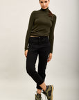 Pantalones vaqueros estilo boyfriend de denim elástico con puños minimalistas Toxik3