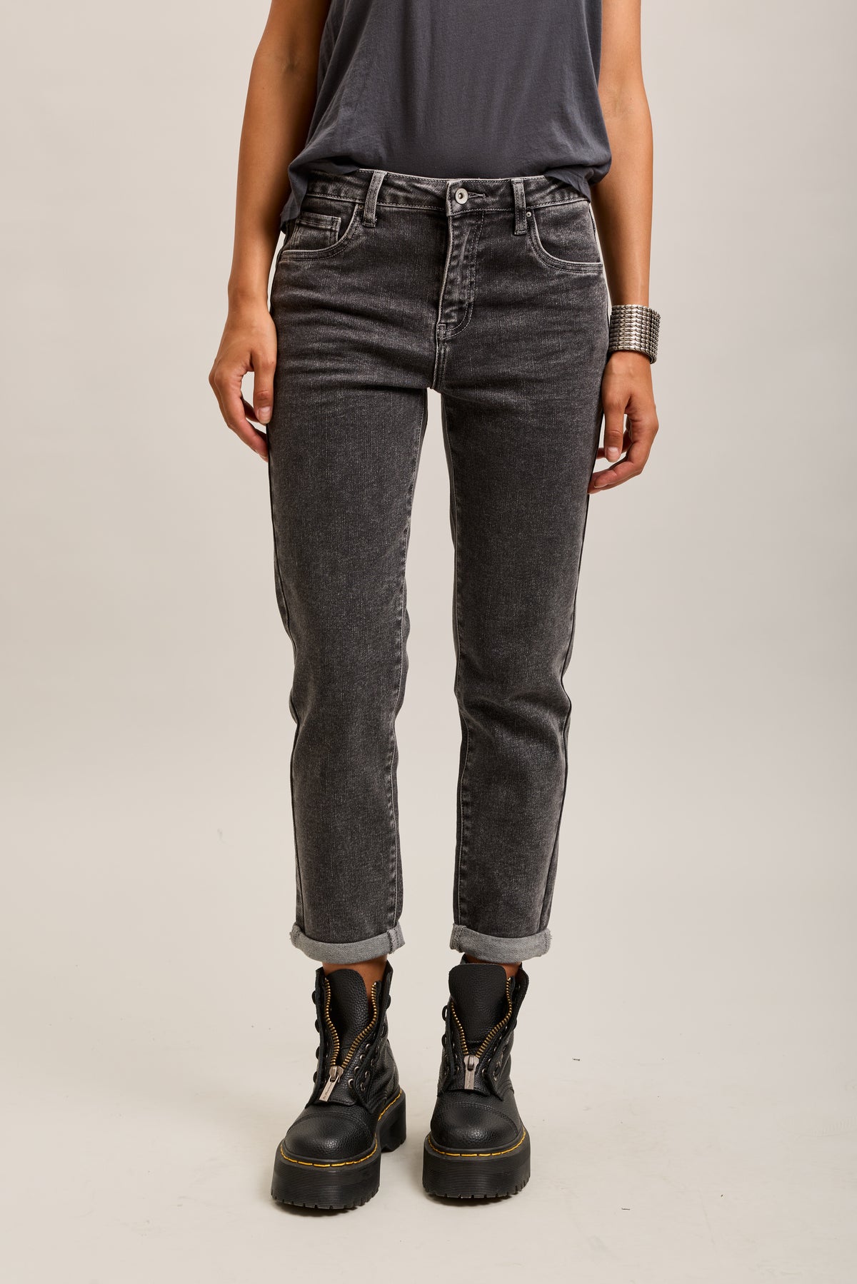 Toxik3 super stretch denim boyfriend jean pants with cuffs