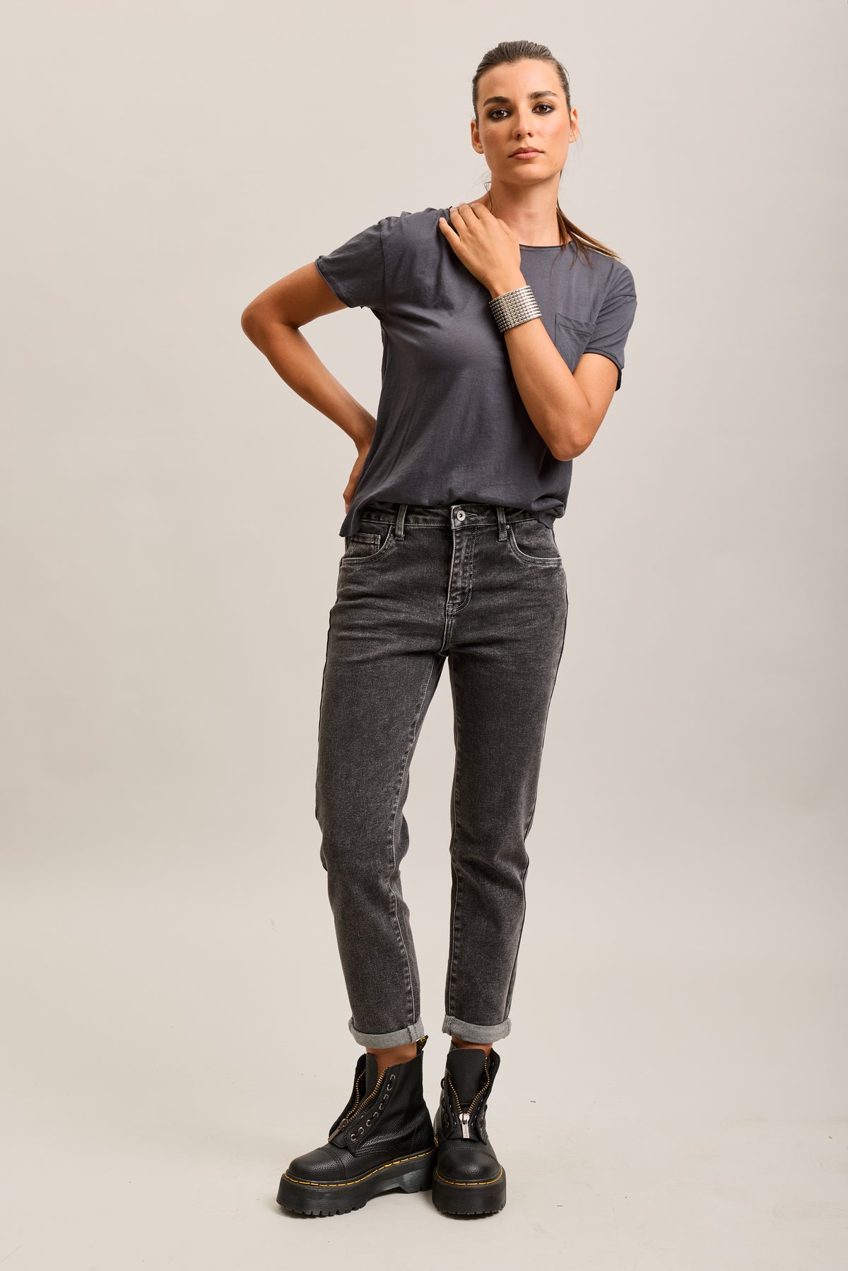 Toxik3 super stretch denim boyfriend jean pants with cuffs