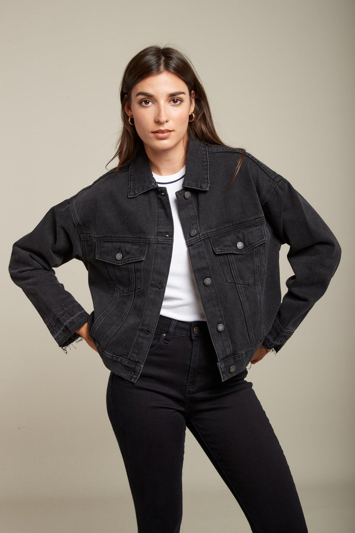 Toxik3 short black denim jacket